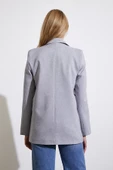 Tek Düğmeli Blazer Ceket Gri - 6