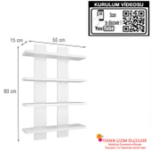 Modilayn NERGİS 4 Lü Duvar Rafı, Moderen Ahşap, baharatlık, çerçeve, Kitaplık - 3