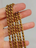 Bileklik Boy Hematit Taşı Arpa Kesim Yarım Dizi 4*5.5mm (49642) (18CM UZUNLUĞUNDADIR) - 1