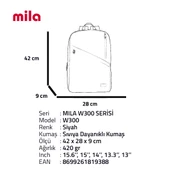 Classone Mila W300 15,6 Inch  Macbook Laptop Sırt Çantası Siyah thumbnail 7