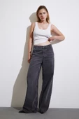 Yüksel Bel Geniş Paça Jean Füme thumbnail 2