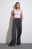 Yüksel Bel Geniş Paça Jean Füme thumbnail 3