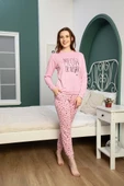 Kadın Bisiklet Yaka Kışlık Termal Cepli Bilek Manşetli/Lastikli Pijama Takımı - 2