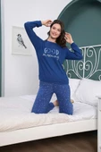Kadın Bisiklet Yaka Kışlık Termal Cepli Bilek Manşetli/Lastikli Pijama Takımı - 4