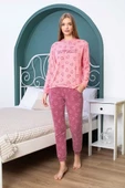 Kadın Bisiklet Yaka Kışlık Termal Cepli Bilek Manşetli/Lastikli Pijama Takımı - 6