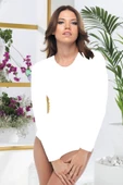 Malabadi 137 Kadın Modal Uzun Kol Bisiklet Yaka Çıtçıtlı Body & Bodysuit - 1