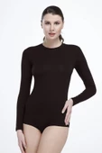Malabadi 137 Kadın Modal Uzun Kol Bisiklet Yaka Çıtçıtlı Body & Bodysuit - 11