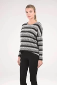 Blackspade 50080 Kadın Kışlık Uzun Kol Sweatshirt - Çizgili Grimelanj - 1