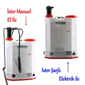 Şarjlı İlaçlama Pompası 16 Lt Elektrikli veya Manuel Mekanik Ağaç Dal Bağ Bahçe Bitki Pülverizatör - 2