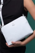 Benetton Beyaz Monogram Eskitme Kadın Çapraz Çanta BNT 1275 - 3