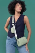 Benetton Haki Monogram Eskitme Kadın Çapraz Çanta BNT 1278 - 2