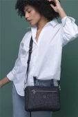 Benetton Siyah Eskitme Monogram Kadın Çapraz Çanta BNT 1276 - 2