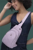 Benetton Lila BNT 1286 Eskitme Monogram Kadın Vücut Çantası - 2