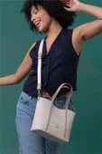 Benetton Bej Monogram Eskitme Kadın El Çantası BNT 1317 - 3
