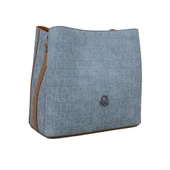 Benetton Mavi Monogram Eskitme Kadın Çapraz Çanta BNT 1298 - 1