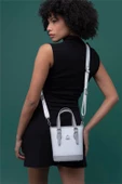 Benetton Beyaz Monogram Eskitme Kadın Küçük El Çantası BNT 1329 - 3