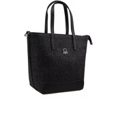Benetton Siyah Monogram Eskitme Kadın El Çantası BNT 1331 - 1