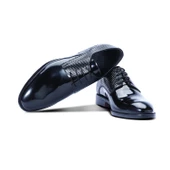 Erkek Hakiki Deri Siyah Rugan Klasik Ayakkabı - 3