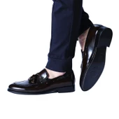 Erkek Hakiki Deri Bordo Açma Damatlık Ayakkabı - 8