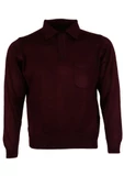 Erkek Bordo Kazak Polo Yaka Yünlü Klasik Normal Kesim RAR00653 - 1