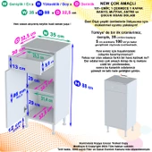 Modilayn EMİR 35 x 88 x 32,5 cm Kapaklı ve Çekmeceli Çok Amaçlı Banyo&Mutfak Dolabı - 4