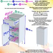 Modilayn EMİR 40 x 88 x 32,5 cm Kapaklı ve Çekmeceli Çok Amaçlı Banyo&Mutfak Dolabı - 4