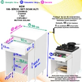 Modilayn BİRCE M-60 x 87 x 48 cm Set Üstü Ocak ve Çekmeceli Raflı Mutfak Dolabı - 5
