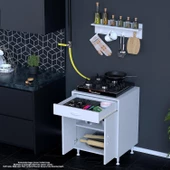 Modilayn BİRCE M-60 x 87 x 48 cm Kapaklı Set Ocak Altı Dolap ve Baharat Rafı - 1