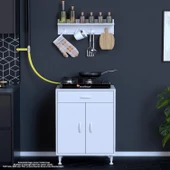 Modilayn BİRCE M-60 x 87 x 48 cm Kapaklı Set Ocak Altı Dolap ve Baharat Rafı - 5
