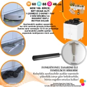 Modilayn BİRCE M-60 x 87 x 48 cm Kapaklı Set Ocak Altı Dolap ve Baharat Rafı - 7