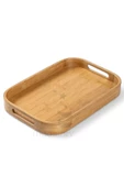 Bambu Oval Tepsi İdeal Boy 33X22 cm Servis Çay Kahve Sunum Tepsisi Lüx Bambu Classic Oval Tepsi - 2