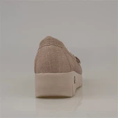 Trend Adımlar Krem Denim Comfort Fiyonklu Dolgu Topuk Kadın Ayakkabı - 4