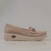 Trend Adımlar Krem Denim Comfort Dolgu Topuk Kadın Ayakkabı - 2