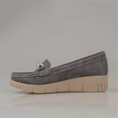 Trend Adımlar Füme Denim Comfort Fiyonklu Dolgu Topuk Kadın Ayakkabı - 3