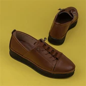 Trend Adımlar Taba Lastikli Düz Kadın Comfort Ayakkabı - 6
