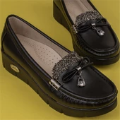 Trend Adımlar Siyah Comfort Stride Suni Dolgu Topuk Kadın Ayakkabı - 7