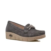 Trend Adımlar Füme Denim Comfort Fiyonklu Dolgu Topuk Kadın Ayakkabı - 1