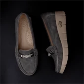 Trend Adımlar Füme Denim Comfort Dolgu Topuk Kadın Ayakkabı - 5