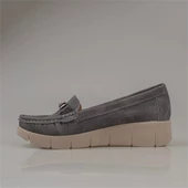 Trend Adımlar Füme Denim Comfort Dolgu Topuk Kadın Ayakkabı - 3