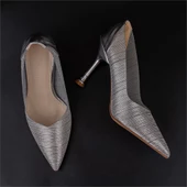 Trend Adımlar Gümüş Crystal Glam Kadın Şeffaf Sim Kaplama Stiletto thumbnail 5