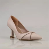 Trend Adımlar Krem Çapraz Taş İşlemeli Kadın Klasik Ayakkabı thumbnail 2