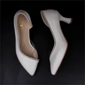 Trend Adımlar Beyaz Taş İşlemeli Şeffaf Yanlı Kadın Klasik Ayakkabı - 6