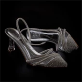 Trend Adımlar Gümüş Crystal Kadın Taşlı Şeffaf Yanlı Klasik Ayakkabı - 6