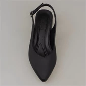 Trend Adımlar Siyah Satin Glow Kadın Sivri Burun Arkası Açık Ayakkabı thumbnail 5