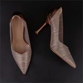 Trend Adımlar Bakır Crystal Glam Kadın Şeffaf Sim Kaplama Stiletto - 5