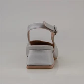Trend Adımlar Gri Satin Glow Kadın Sivri Burun Arkası Açık Ayakkabı - 4