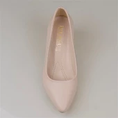 M2S Krem Kare Topuk Kadın Sade Klasik Ayakkabı thumbnail 4