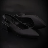 Trend Adımlar Siyah Satin Glow Kadın Sivri Burun Arkası Açık Ayakkabı thumbnail 7