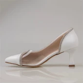 Trend Adımlar Beyaz Taş İşlemeli Şeffaf Yanlı Kadın Klasik Ayakkabı - 3