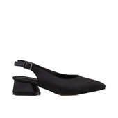 Trend Adımlar Siyah Satin Glow Kadın Sivri Burun Arkası Açık Ayakkabı thumbnail 1